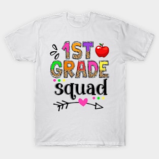 1st Grade Squad First Teacher Student Leopard Back To School T-Shirt